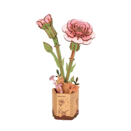 Maqueta Clavel Rosa Rowood: Modelo de Madera 3D para Montar
