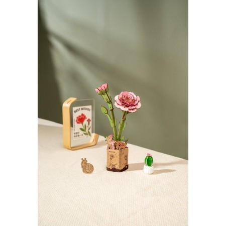 Maqueta Clavel Rosa Rowood: Modelo de Madera 3D para Montar