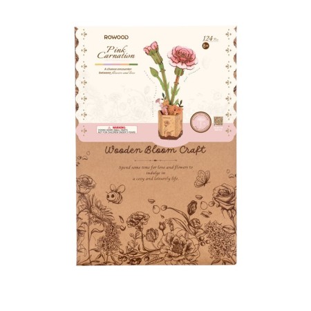 Maqueta Clavel Rosa Rowood: Modelo de Madera 3D para Montar
