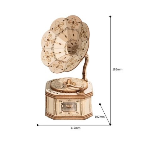 Maqueta Gramófono Rolife: Modelo de Madera 3D con Música