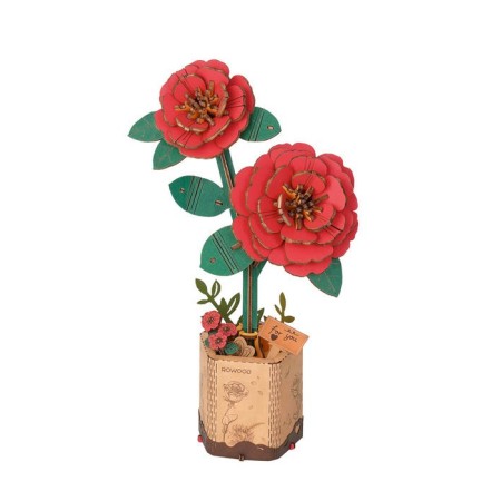 Maqueta Camelia Roja Rowood: Modelo de Madera 3D para Montar