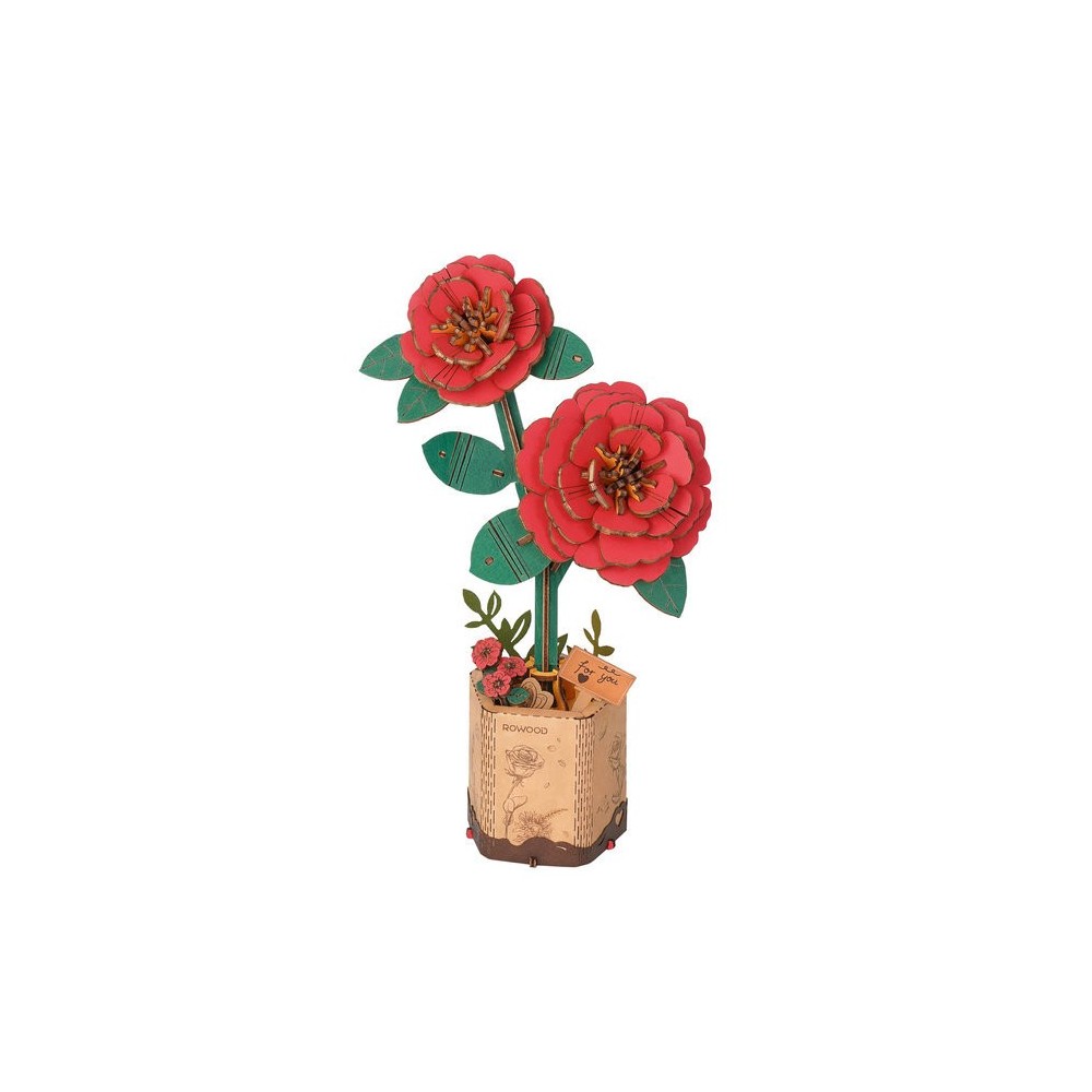 Maqueta Camelia Roja Rowood: Modelo de Madera 3D para Montar Maqueta Camelia Roja Rowood: Modelo de Madera 3D para Montar