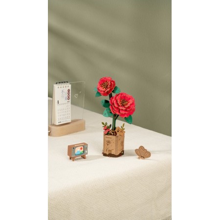 Maqueta Camelia Roja Rowood: Modelo de Madera 3D para Montar