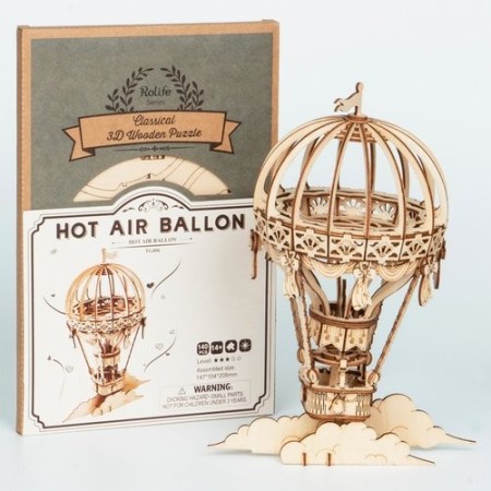 Maqueta Globo Aerostático Rolife: Modelo de Madera 3D Vintage