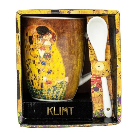 Taza Klimt "El Beso" Enesco | Con Cuchara | Arte y Elegancia